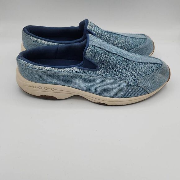 Easy Spirit TravelTime Slip On Mule Sneaker Leather Textile Women 10M light blue - Picture 2 of 9